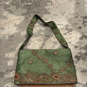 Elegant Green Embroidered Women's Bag
